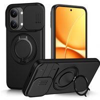 Sliding Camera Lens Protection Armor Case For Xiaomi Poco X8 Pro Max Redmi Turbo 5Max Metal Ring Stand TPU Plastic Cover Fundas