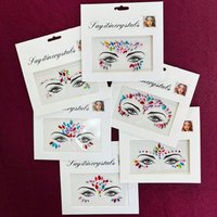 5PCS Glitter Crystal Face Stickers for Party Festival, Mermaid/Mixed Style, Random Colors & Shapes