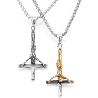 Handstand Jesus Cross Religon Amulet Stainless Steel Men Women Necklaces Pendants Chain Punk Jewelry Creativity Gift Wholesale