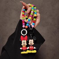 Mickey Minnie Cartoon Mobile Phone Charm Keychain Chain Girl Women Cell Phone Case Fashion Bag Pendant Key Bracelet For iPhone