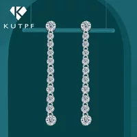 Long Tassels Moissanite Drop Earrings 925 Sterling Silver 18k Gold Sparkling Full Diamond Tennis Stud Earring For Womem Party