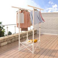 Space-Saving Indoor Clothes Drying Rack Portable Balcony Free-Standing Retractable Iron Pipe Plastic Parts Laundry Drying Rod