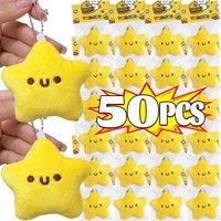1/50pcs Cute Stars Plush Toy Keychain Fluffy Soft Backpack Bag Pendant Practical Mini Yellow Keychain Charms Keychains Gifts