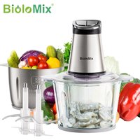 BioloMix Mini-Elektrozerkleinerer 300 W mit 2 Schüsseln, 4 zweistufige Klingen für die Verarbeitung von Babynahrung, Fleisch und Zwiebeln