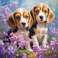Two cute little dog pattern diamond painting set, DIY adult full diamond home decoration painting set, adult, frameless crafts