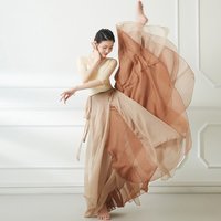 Chinese Classical Dance Skirt Elegant Flowing Lace Up Double Layer Large Swing Skirts Ethnic Style Stage Performance Dress
