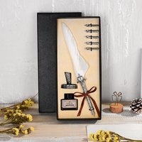 Retro Calligraphy Feather Dip Pen Set with Vintage Writing Ink Quill Seal Stamp Kit for School And Office Stationery Supplies