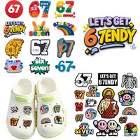12-100pcs Cartoon Colorful Six Seven Series PVC Shoe Accessories Fit Wristbands Hole Slipper DIY Detachable Fashion Gifts