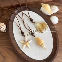 Long Choker Necklace Seashell Starfish Scallop Pendant Ocean Themed Unique Creative Design Collarbone Jewelry Daily Party Beach