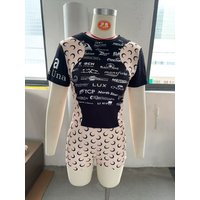 European American Streetwear Women Elastic Slim Fit Sexy Top Shorts Set Fashionable Contrasting Color Moon Print Design