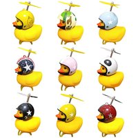 AliExpress NONE Rubber Duck Car Ornaments Small Yellow Duck Car Dashboard Decorations BIcycle Motorcycle with Propeller Helmet Without Lights