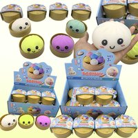 Colorful Dumpling Stress Balls Fidget Toy - Sensory Simulation Food Squishies with Steamer Fake Buns for Anxiety Relief