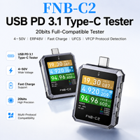FNIRSI FNB-C2 Portable 240W Type-C Power Meter PD3.1 QC5.0 Fast Charging Analyzer USB Chargers&Smartphones,Bank Phone Test