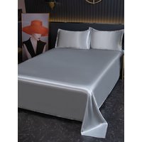 Luxury Satin Flat Sheet Solid Color Comfortable Smooth Bedsheet High-End Bedding