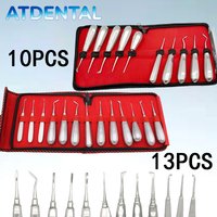 Dental Extraction Kit 10/13Pcs Stainless Steel Curved Root Forceps Plier Hexagon Handle Dental Elevator Surgical Instruments Set