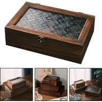1pc Storage Box Nordic Retro Solid Wood Begonia Flower Glass Storage Cabinet Desktop Sorting BOX Jewelry Handmade Decorative Box