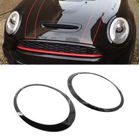 1Pair Headlight Trim Ring Decor Black ABS For 2014-2019 MINI Cooper S F55 F56 F57