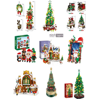 Christmas children's building blocks toy and gifts, DIY Christmas tree house Santa Claus music box elk snowman model assembly