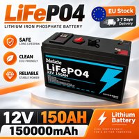 Batterie au lithium LiFePO4 12V 150Ah avec BMS intégré, plus de 4000 cycles profonds, entrepôt en Pologne, pour panneau solaire, onduleur, kayak, sondeur de poissons, radio