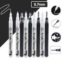 6/10 Pcs/set Black White Acrylic Paint Pen Waterproof Permanent Marker for Rock Stone Ceramic Glass Fabric Canvas DIY Craft