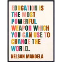 1pc Canvas Artwork Featuring an Inspiring Quote by Nelson Mandela, Perfect for Educational Settings, Classroom Decoration, A