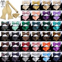 Dropshipping Jacquard Silk Mens Self Bow Tie Hanky Cufflinks Set Male Butterfly Knot Bowtie Wholesale for Male Wedding Business