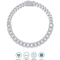 S925 Silver Cuban Link Bracelet with Moissanite, 18K Gold Plated, Christmas Gift with Gift Box, Elegant Jewelry for Women