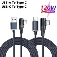 6A 120W USB C To Type C Cable 90 Degree Elbow Phone Super Fast Charging USB to TypeC Data Cord For Xiaomi Samsung Huawei Oneplus