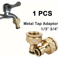 1-Pcs 1/2" & 3/4" Metal Garden Hose Quick Connectors - 2-in-1 Faucet Adapter for Watering Nozzles & Irrigation Systems