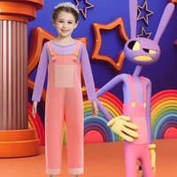 Hot Game The Amazing Digital Circus Jax Cosplay Costumes Kids Girl Jumpsuit+Gloves For Party Dress Up Halloween Carnival Costume