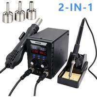Vremota 8586D Heißluft-Lötstation für SMD-Löten und -Entlöten mit Einstellbarer Temperatur, Einstellbarem Luftvolumen, 3 Heißluftdüsen