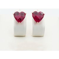 585 purple gold plated 14k rose gold heart ruby earrings for women romantic light luxury ear studs engagement jewelry