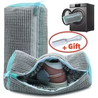 Shoe Washing Bags Set Washing Machine Shoe Laundry Bags with Zipper Shoes Cleaning Bag with Brush Shoes Laundry Fluffy Fibers