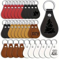 30pcs/10pcs PU Leather Key Fob Blanks Kit, Simple Style Laser Engraving Keychains, For Gifts & Crafting Valentine's Day DIY Gift