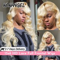 WOWANGEL 613 Blonde Body Wave Human Hair Wigs 13X6 HD Lace Front Wig 250 Density 13x6 Full Frontal Wigs For Women Pre Plucked