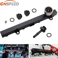 Aluminum Fuel Pressure Regulator Gauge Fuel Rail Kit Fit FOR HONDA K20 K20a K24 K24a RSX CIVIC SI INTEGRA EP3 with gauge
