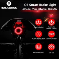 ROCKBROS Bicycle Tail Light Smart Auto Brake Sensing Light IPx6 Waterproof LED Charging Cycling Taillight Bike Rear Light Q5