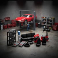 12 Pieces 1:64 Repair Tools Set Resin 1:64 Garage Tool Set Mini Auto Repair Kit Detailed Model Accessory 3D for Dollhouse