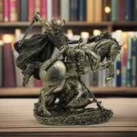 Vintage Medieval Roman Knight Armor Resin Figurine Creative Bar Decoration Knight with War Horse Model Home Office Ornament Craf