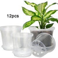 12 pcs Clear Plastic Nursery Pot for Plants with Variety Clear Nursery Planter with Drainage Holes for Indoor Outdoor