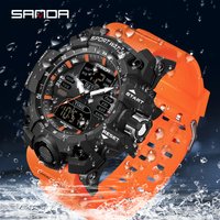 SANDA 6126 Outdoor Sports Military Men's Watch, LED Digital & Quartz Dual Display, Male Wristwatch, Relogio Masculino