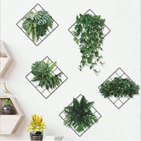 6pcs set of simulated iron mesh green ivy bedroom、living、hall、dormitory decoration wall stickers self-adhesive (style random)