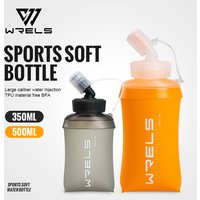WRELS 350ml 500ml Water Bottle BPA-Free Foldable Soft Flask TPU Sport Water Bag Silicone Straw Outdoor Sport kettle for Running