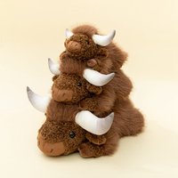 Cute Lying Brown Yak Plush Toys Soft Stuffed High Quality Cow Doll Fluffy Bed Cattle Pillow Kids Birthday Gifts Huggable Dolls