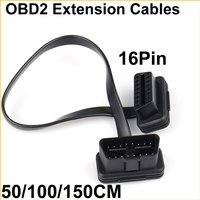 New 50/100/150CM Flat+Thin As Noodle 16 Pin Socket OBD OBDII 16Pin Male To Female Car Scanner OBD2 Extension Cable Connector