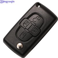 jingyuqin 4 Buttons Remote Flip Car Key Shell Case Fob For Peugeot 1007 For Citroen C8 VA2/HU82 Blade CE0523