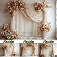 Mocsicka Elegant Floral Column Backdrop Draped Curtain Flower Room Background Wedding Bridal Shower Maternity Photo Booth Decor