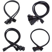 4-pin 1 to 3 Way PWM Fan Splitter Cable, Cooled 1 to 3 Way Tap Sleeve Extension Braided Cable Extension Cable 4-pin