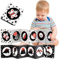 Baby Soft Cloth Book Black and White High Contrast Sensory Toys Early Education Toddlers Sensory Activity Fabric Book for Babies
