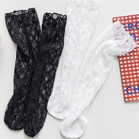 1pair Harajuku Style Women JK Kawaii Socks Breathable Thin Floral Lace Sweet Mesh Fishnet Soft Funny Socks Hosiery